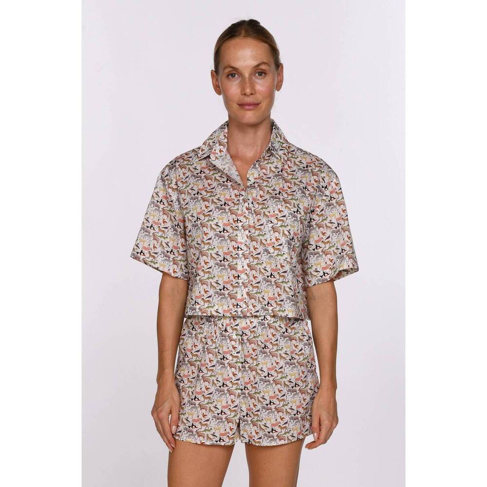 NEW CISSA boxer silk-like blouse in quey 2